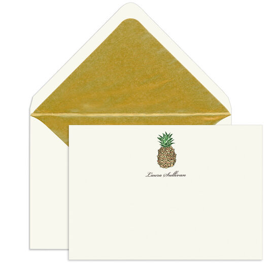 Pineapple Engraved Motif Flat Note Cards